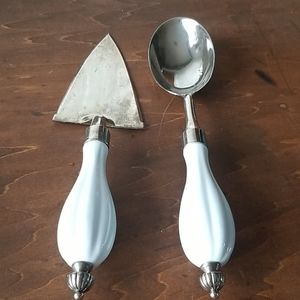 Godinger Silverplate & Porcelain Cake Server Set…